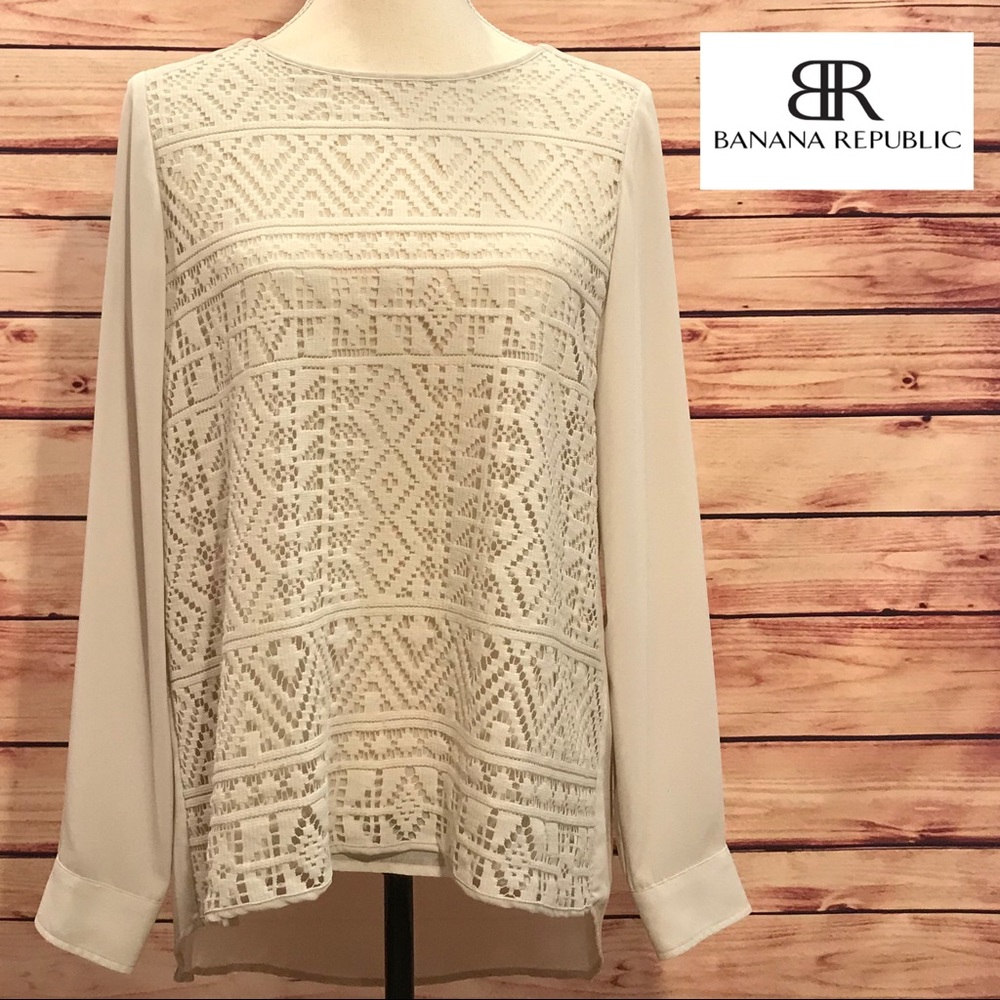 Banana Republic Cream High Low Blouse
